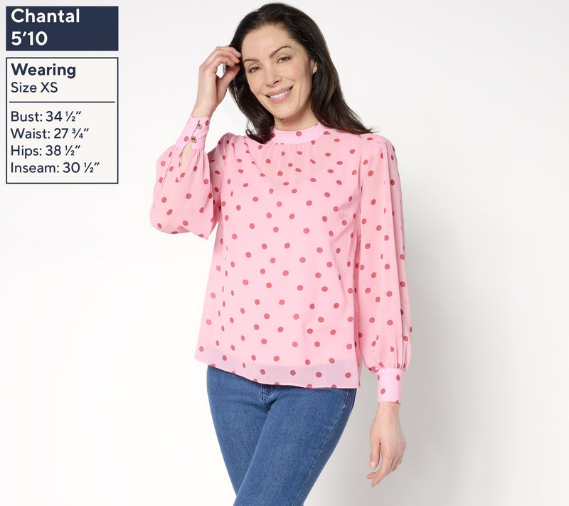 Mally Roncal Printed Chiffon Sweetheart Blouse — View 7