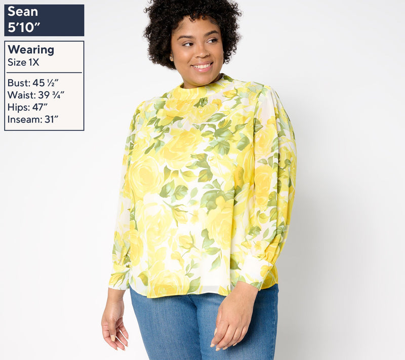 Mally Roncal Printed Chiffon Sweetheart Blouse — View 6