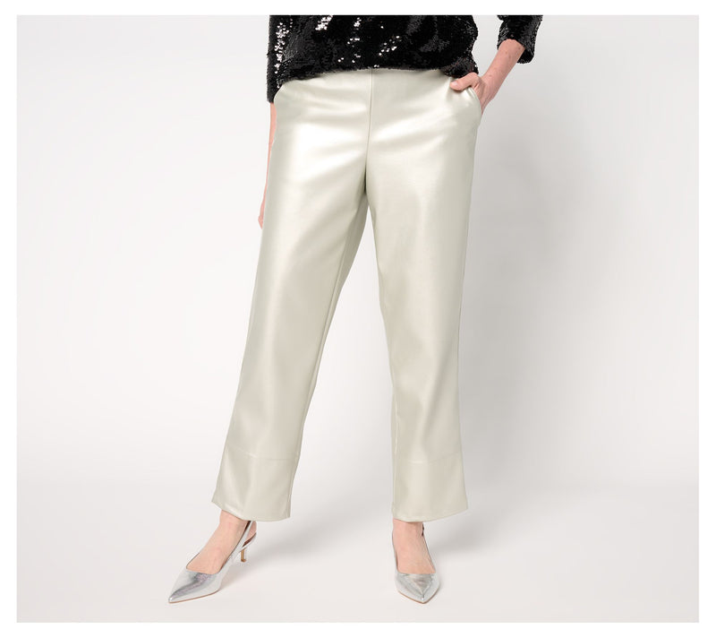 by Stacy London Petite Ankle Metallic Faux Leather Pant — Main view