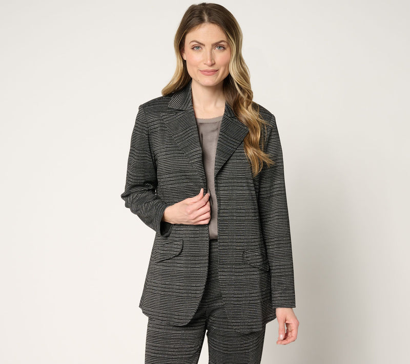 by Stacy London Regular Knit Jacquard Blazer — View 7