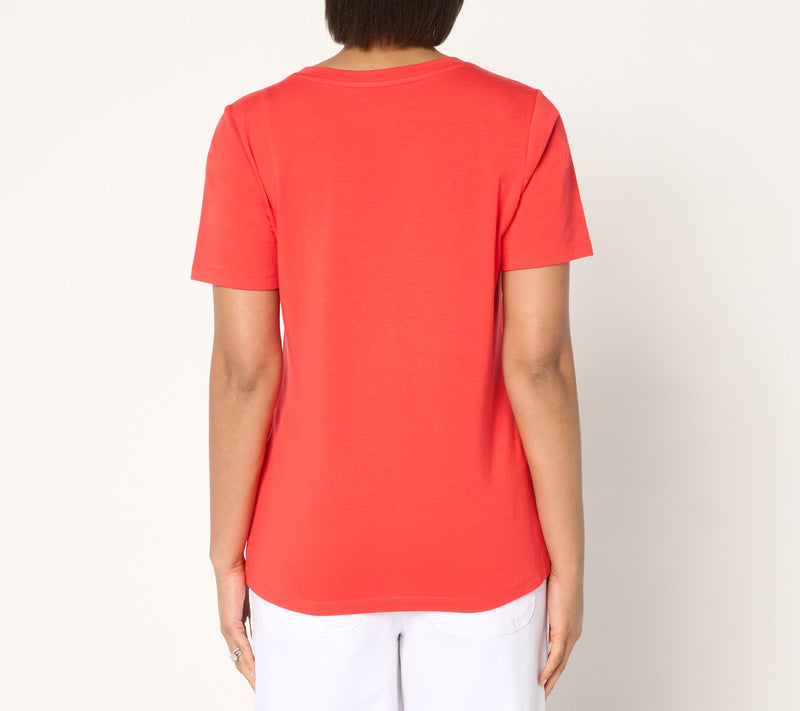 Denim & Co. Americana Favorite Jersey Sequin Flag V-Neck Top — View 14