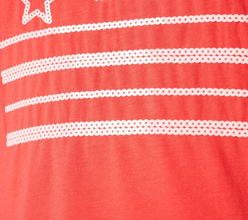 Denim & Co. Americana Favorite Jersey Sequin Flag V-Neck Top — View 16