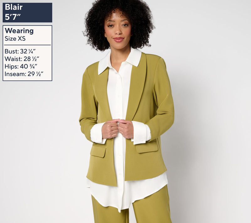 by Stacy London Crepe Blazer with Attached Shirt — View 7
