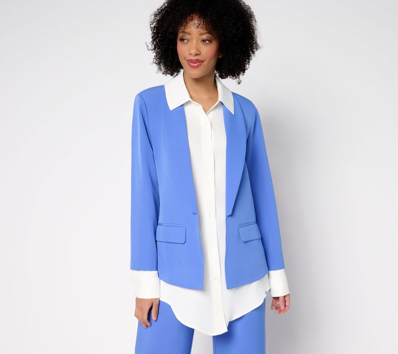 by Stacy London Crepe Blazer with Attached Shirt — View 5