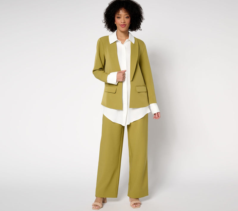 by Stacy London Crepe Blazer with Attached Shirt — View 9