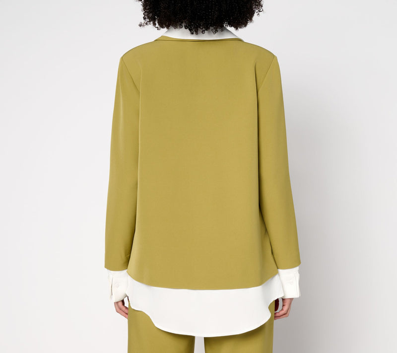 by Stacy London Crepe Blazer with Attached Shirt — View 8