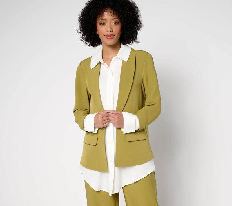by Stacy London Crepe Blazer with Attached Shirt — View 4