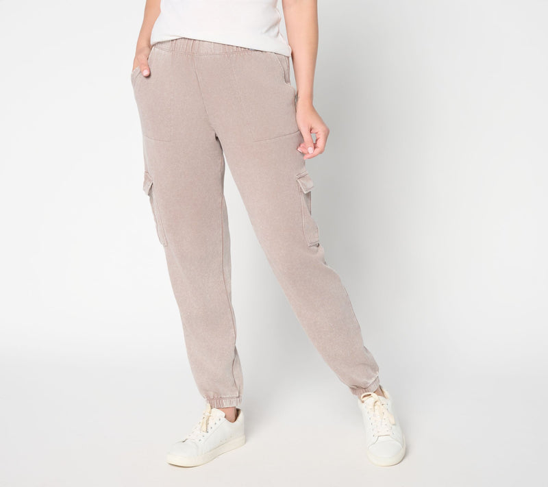 AnyBody Regular Washed French Terry Cargo Jogger Pant — View 17