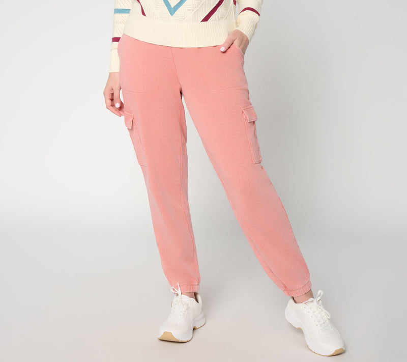 AnyBody Regular Washed French Terry Cargo Jogger Pant — View 3