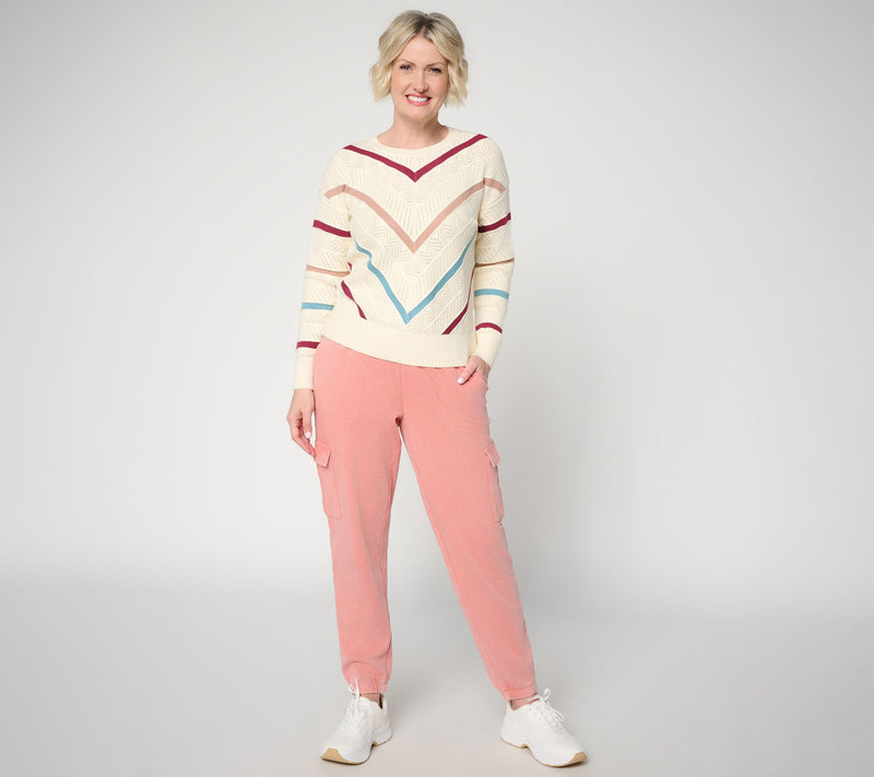 AnyBody Petite Washed French Terry Cargo Jogger Pant — View 11