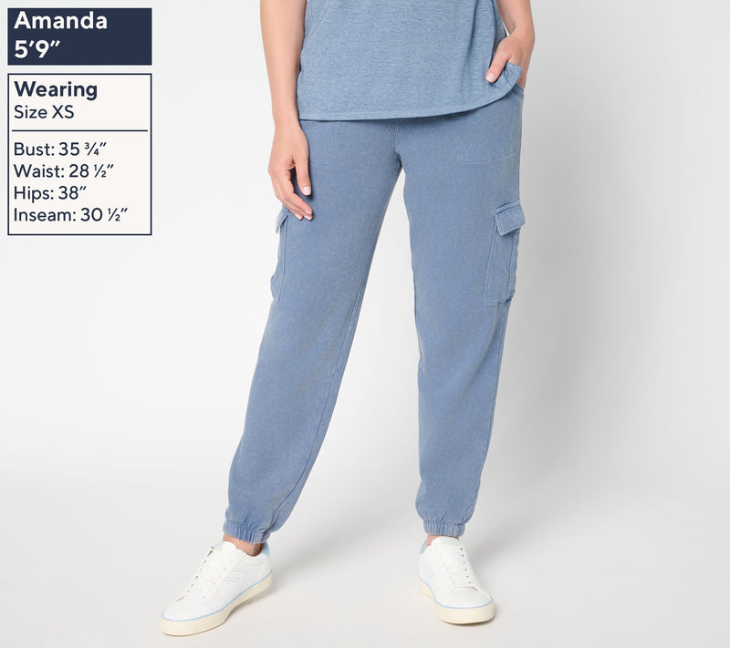 AnyBody Tall Washed French Terry Cargo Jogger Pant — View 3