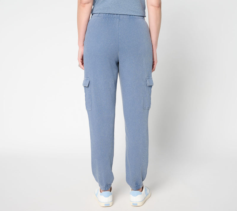 AnyBody Tall Washed French Terry Cargo Jogger Pant — View 4