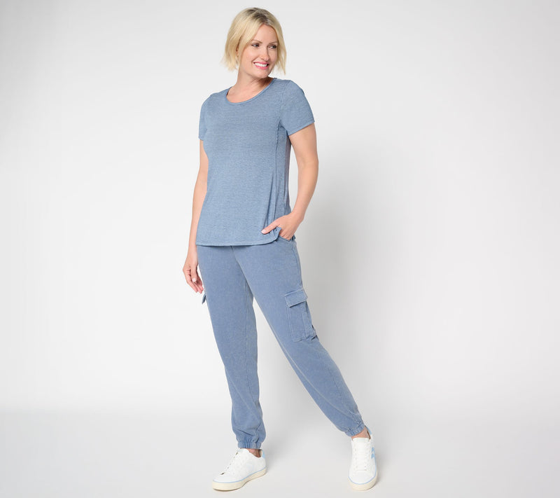 AnyBody Tall Washed French Terry Cargo Jogger Pant — View 5