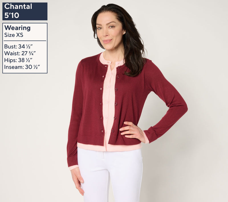 by Stacy London Double Layer Color Block Illusion Cardigan — View 9