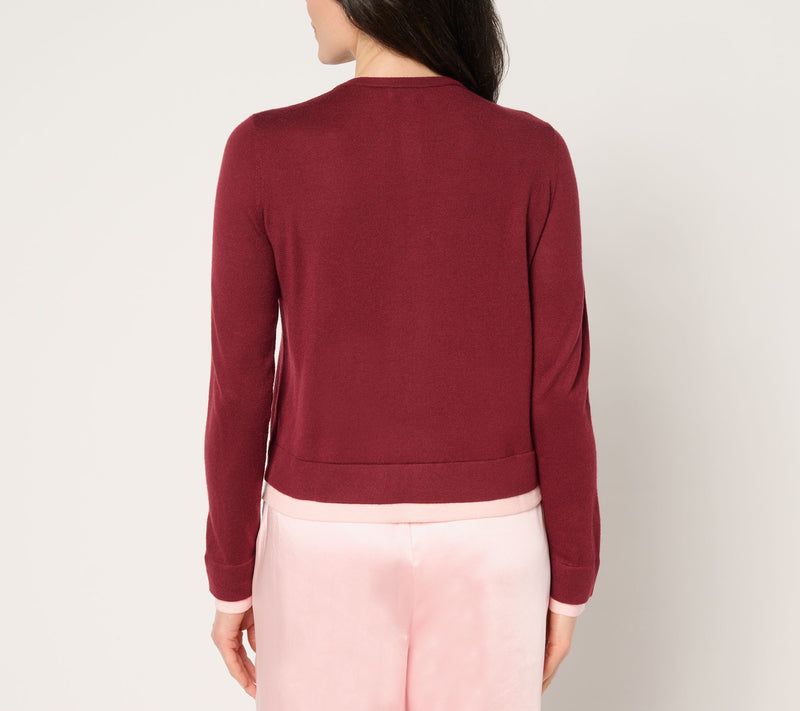 by Stacy London Double Layer Color Block Illusion Cardigan — View 10