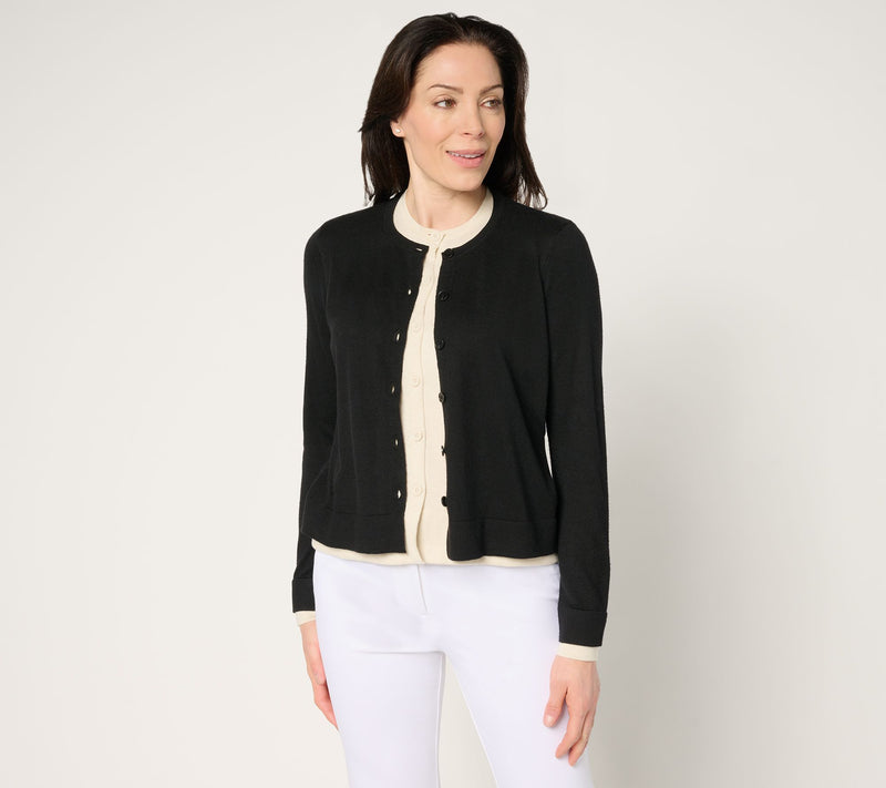 by Stacy London Double Layer Color Block Illusion Cardigan — View 7