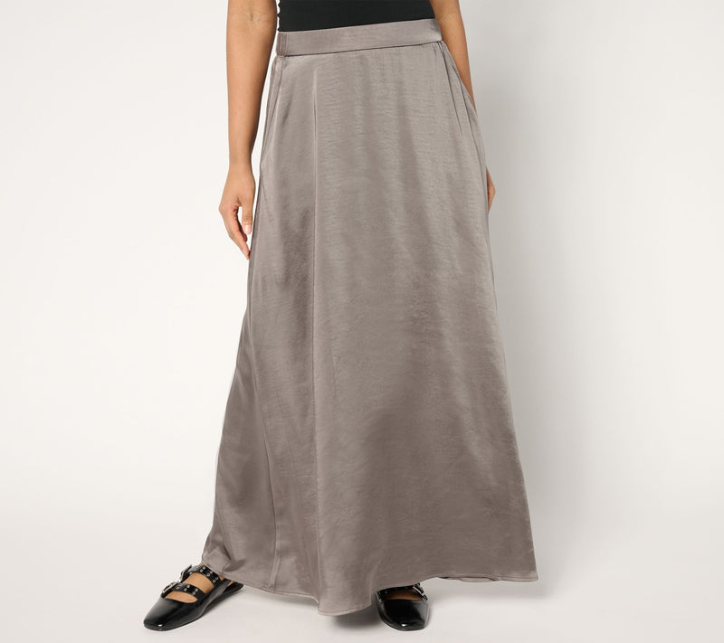by Stacy London Regular Pull-On Satin Maxi Skirt — Main view