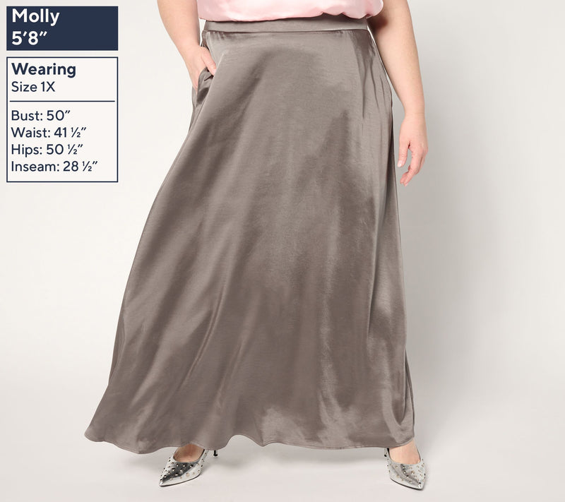by Stacy London Regular Pull-On Satin Maxi Skirt — View 4
