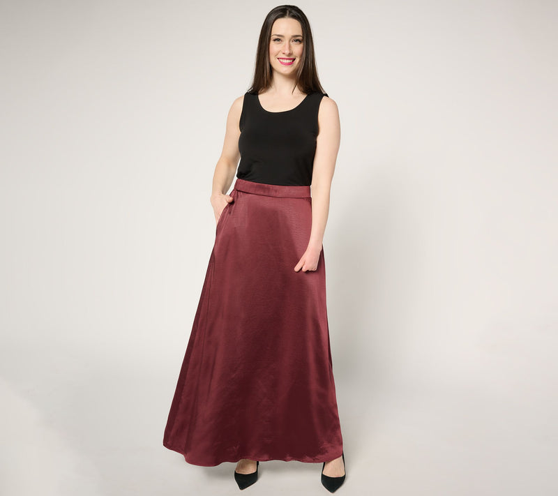 by Stacy London Petite Pull-On Satin Maxi Skirt — View 13