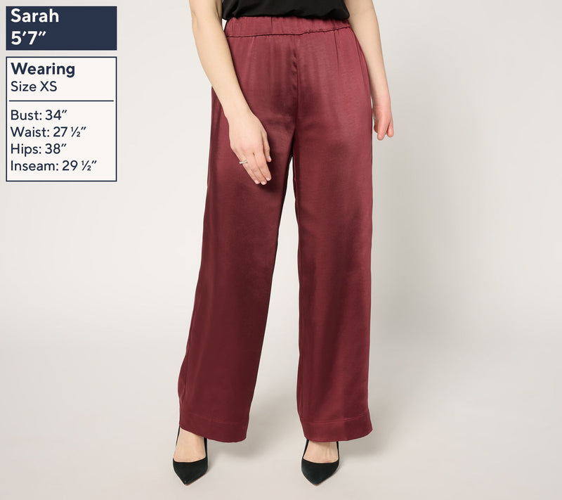 by Stacy London Regular Pull-On Full Length Wide Leg Satin Pant — View 3