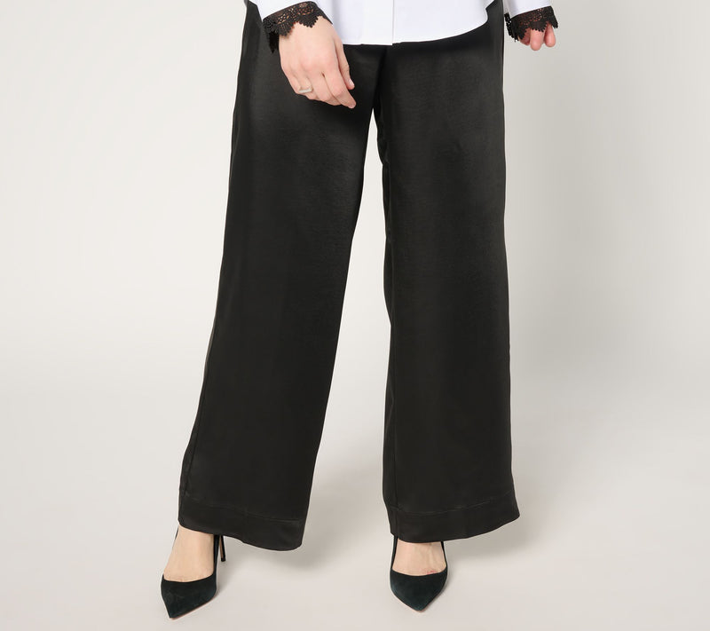 by Stacy London Petite Pull-On Full Length Wide Leg Satin Pant — View 11