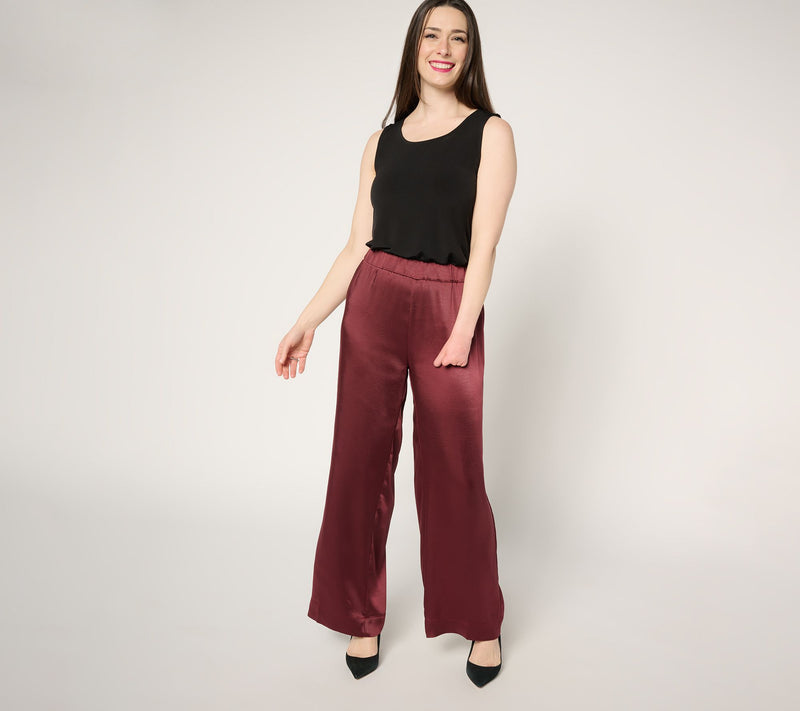 by Stacy London Petite Pull-On Full Length Wide Leg Satin Pant — View 5