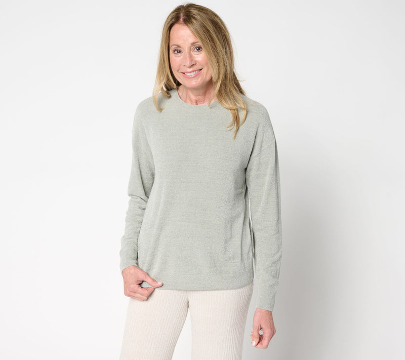 Barefoot Dreams CozyChic Ultra Lite Drop Shoulder Crew Neck Pullover — View 5