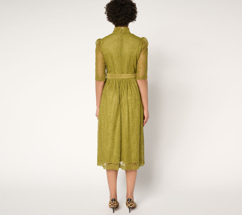 by Stacy London Regular Elbow Sleeve Stretch Lace Midi Dress — View 8