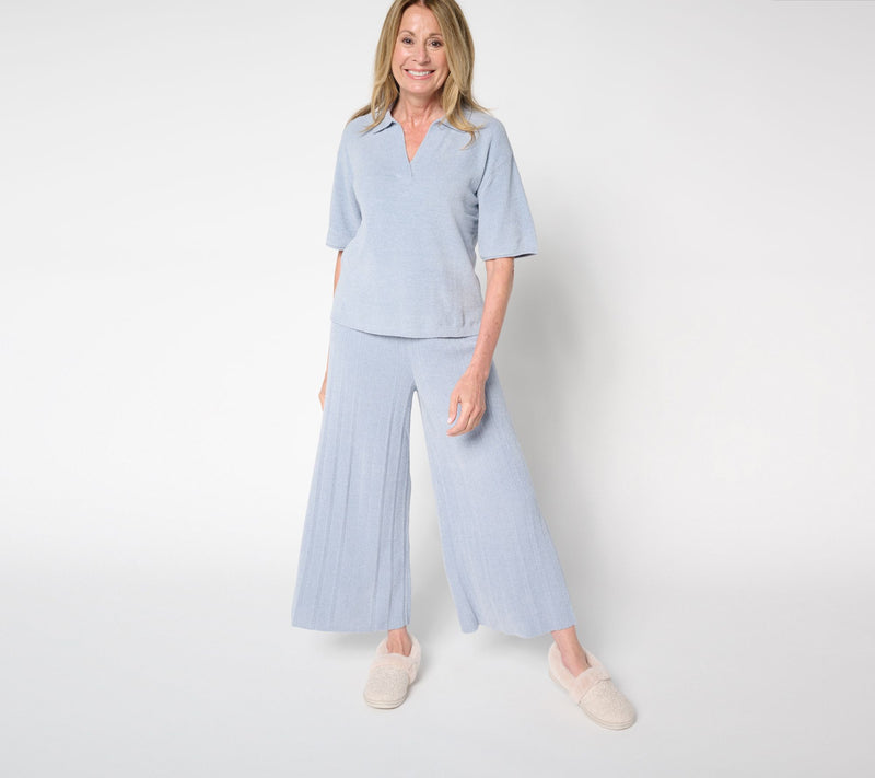 Barefoot Dreams CozyChic Ultra Lite Collared Short Sleeve With Slit — View 12