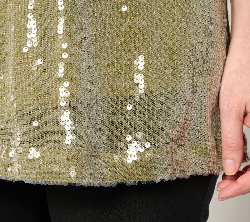by Stacy London 3/4 Sleeve Lined Sequin Tunic — View 7