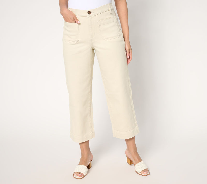 Denim & Co. Regular Twill Wide Leg Crop Pant w/ Patch Pockets — View 12