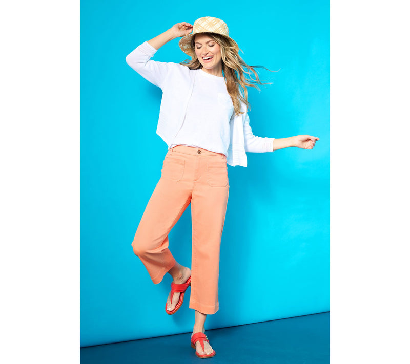 Denim & Co. Regular Twill Wide Leg Crop Pant w/ Patch Pockets — View 7