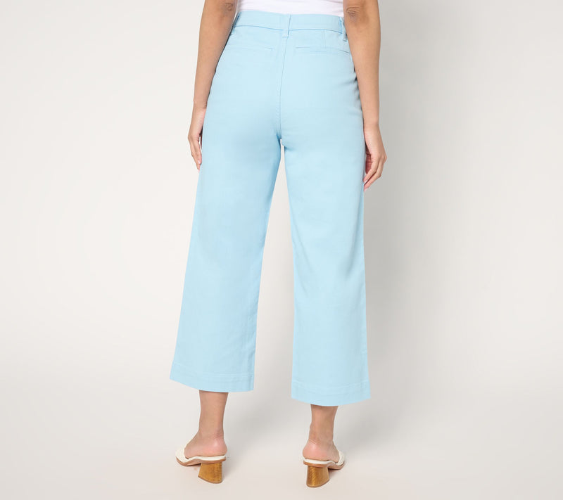 Denim & Co. Regular Twill Wide Leg Crop Pant w/ Patch Pockets — View 4