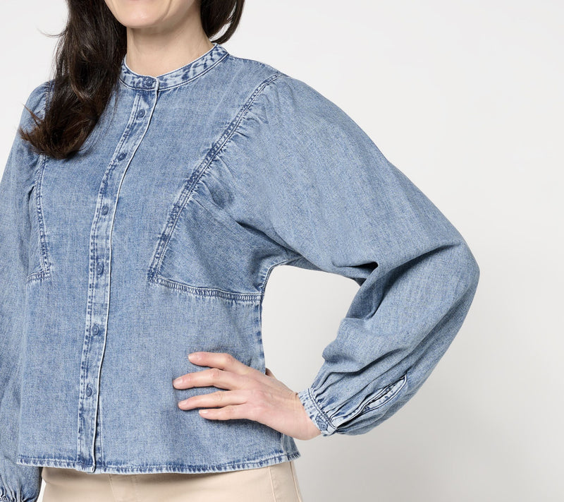 Me by Jennie Garth Dahlia Indigo Cotton Denim Shirt — View 6