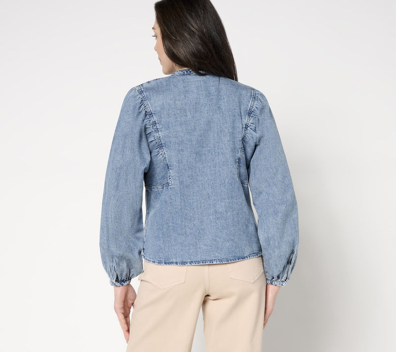 Me by Jennie Garth Dahlia Indigo Cotton Denim Shirt — View 4