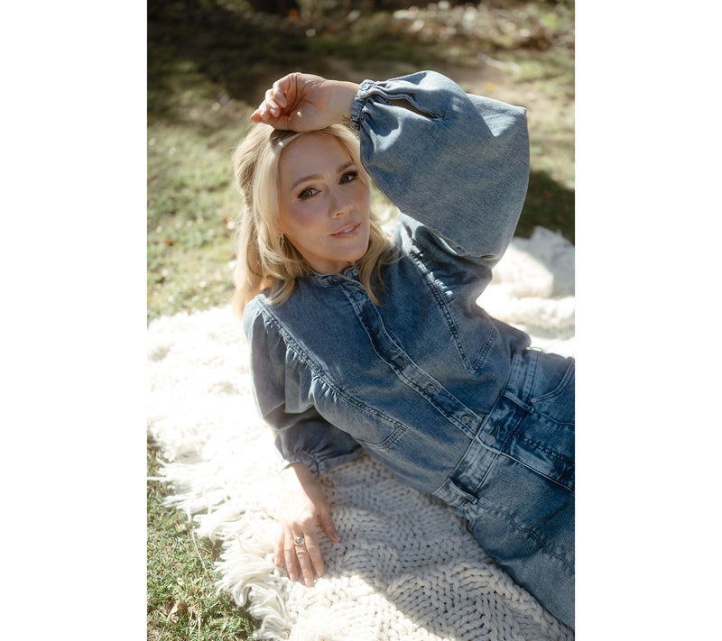 Me by Jennie Garth Dahlia Indigo Cotton Denim Shirt — View 8