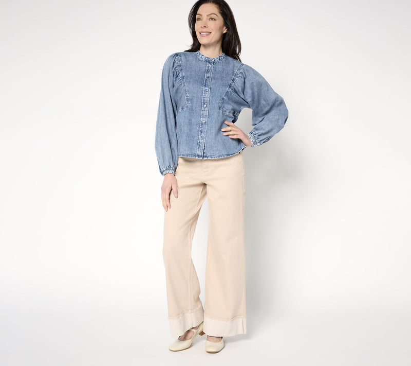 Me by Jennie Garth Dahlia Indigo Cotton Denim Shirt — View 5