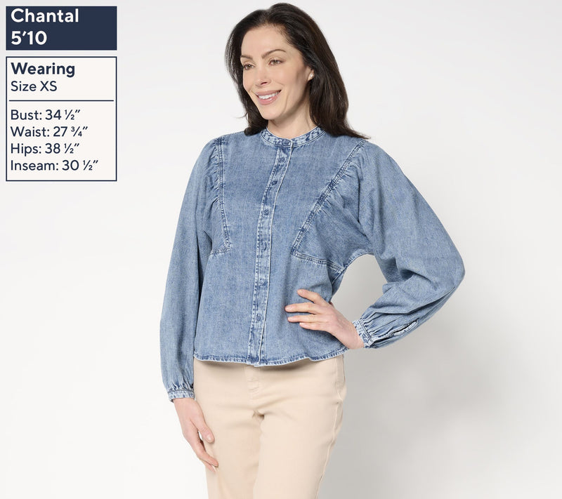 Me by Jennie Garth Dahlia Indigo Cotton Denim Shirt — View 3