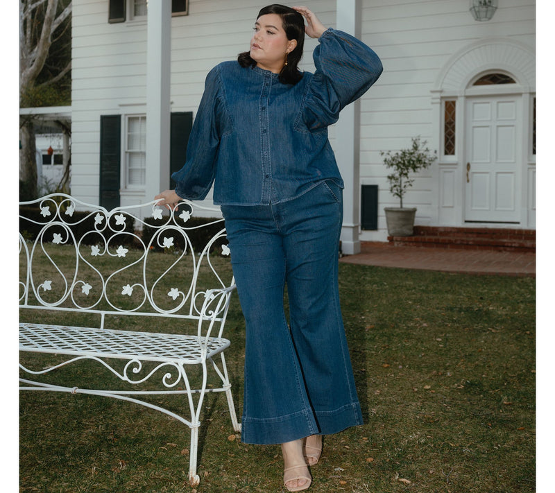 Me by Jennie Garth Relaxed Dolman Sleeve Denim Shirt — View 7