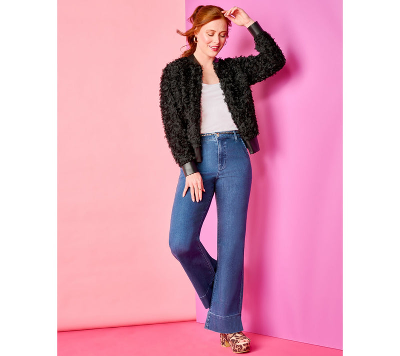 Me by Jennie Garth Petite Indigo Full Length Flare Jeans — View 9