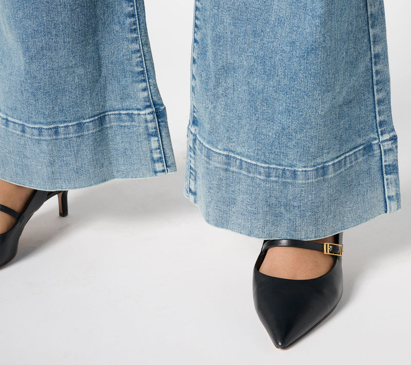 Me by Jennie Garth Petite Indigo Full Length Flare Jeans — View 8
