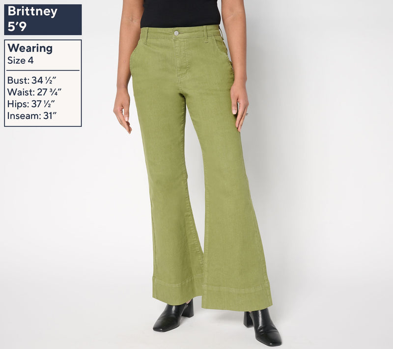 Me by Jennie Garth Petite Piece Dye Full Length Flare Jeans — View 6