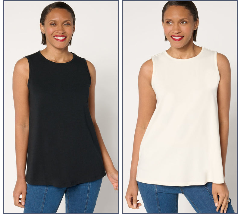 Denim & Co. Essentials Favorite Jersey 2-Pack Swing Tanks — View 9