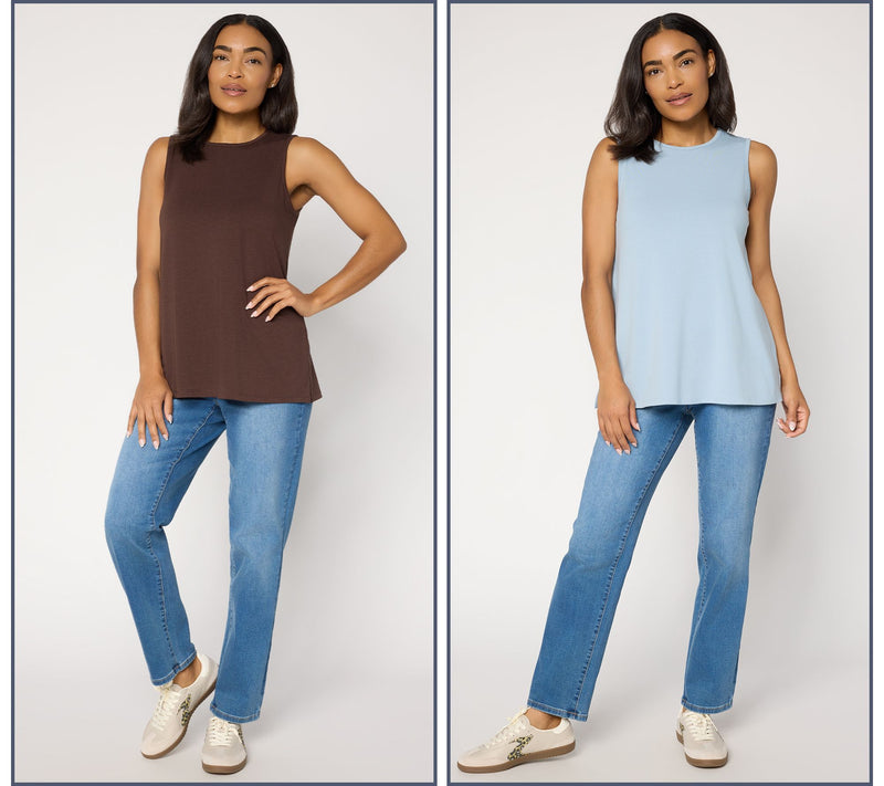 Denim & Co. Essentials Favorite Jersey 2-Pack Swing Tanks — View 13