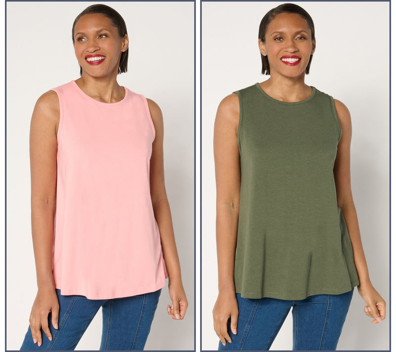 Denim & Co. Essentials Favorite Jersey 2-Pack Swing Tanks — View 5