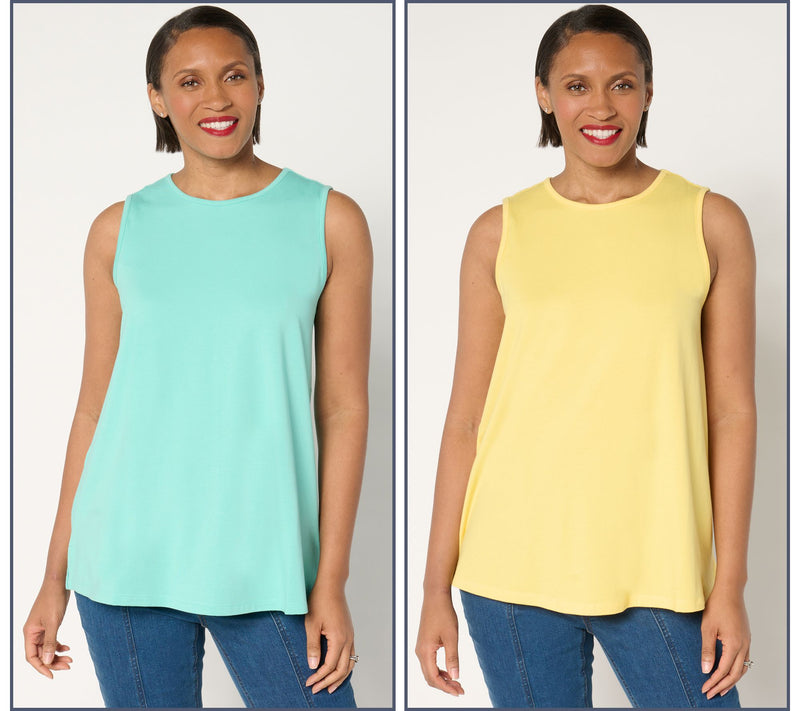 Denim & Co. Essentials Favorite Jersey 2-Pack Swing Tanks — View 3