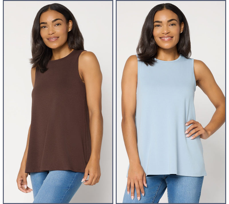 Denim & Co. Essentials Favorite Jersey 2-Pack Swing Tanks — View 19