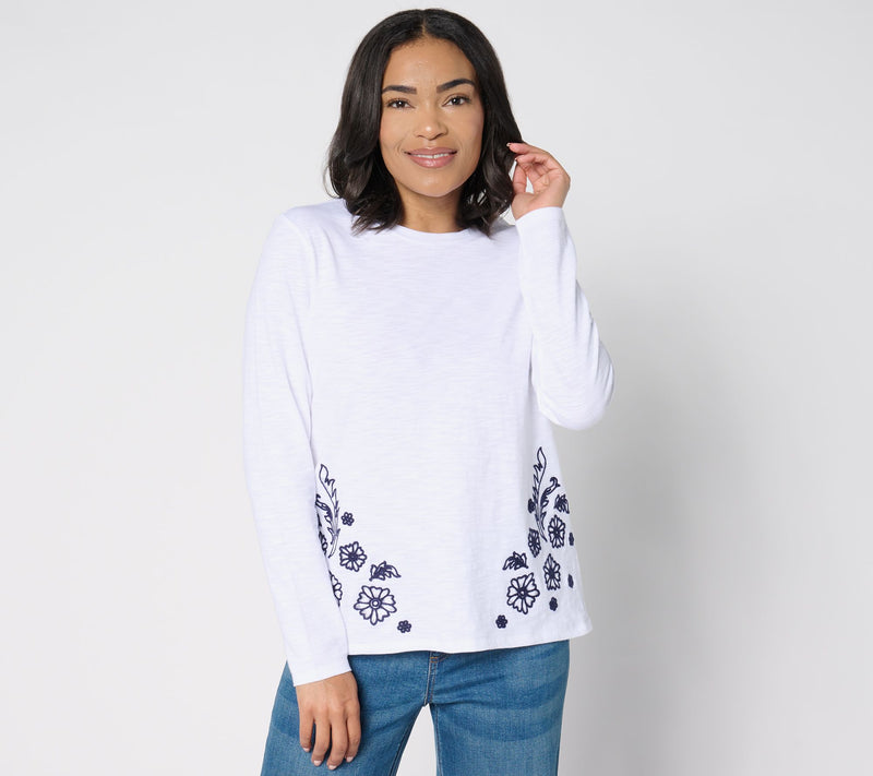 Studio Park x Amy Stran 100% Cotton Embroidered T-Shirt — Main view