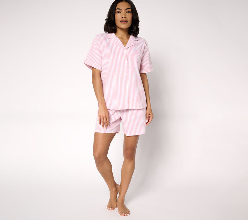 Berkshire Homewear 100% Cotton Poplin Notch Collar & Short PJ Set — Main view