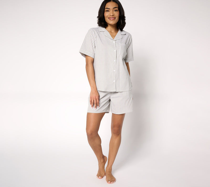 Berkshire Homewear 100% Cotton Poplin Notch Collar & Short PJ Set — View 11